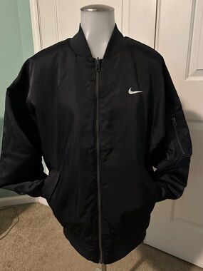 Nike Black Bomber Jacket with White Swoosh